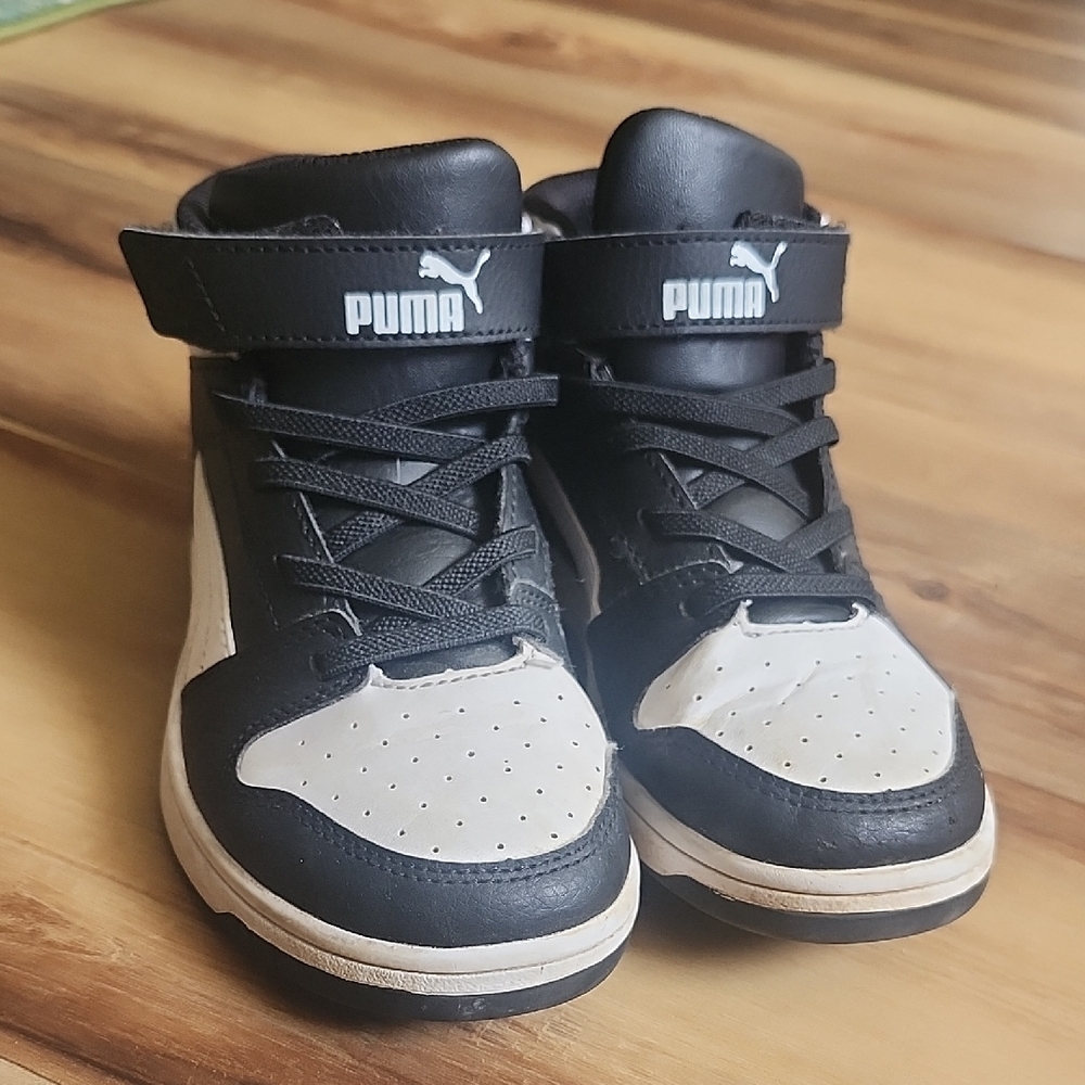 Puma Kids Black and White High-Top Sneakers